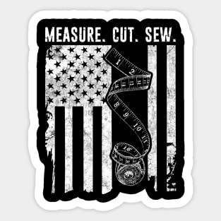 Tailor USA US Flag Measuring Tape Distressed Sticker